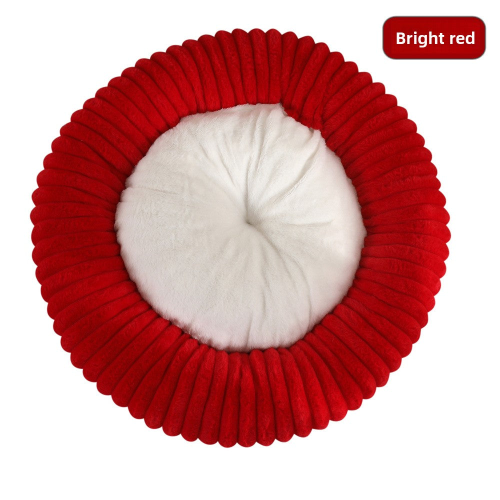 Plush Round Pet Bed - Washable