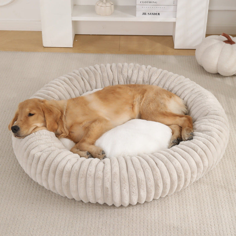 Plush Round Pet Bed - Washable