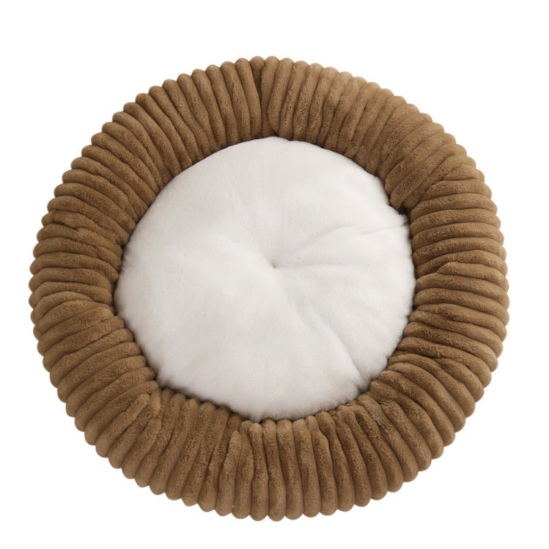 Plush Round Pet Bed - Washable