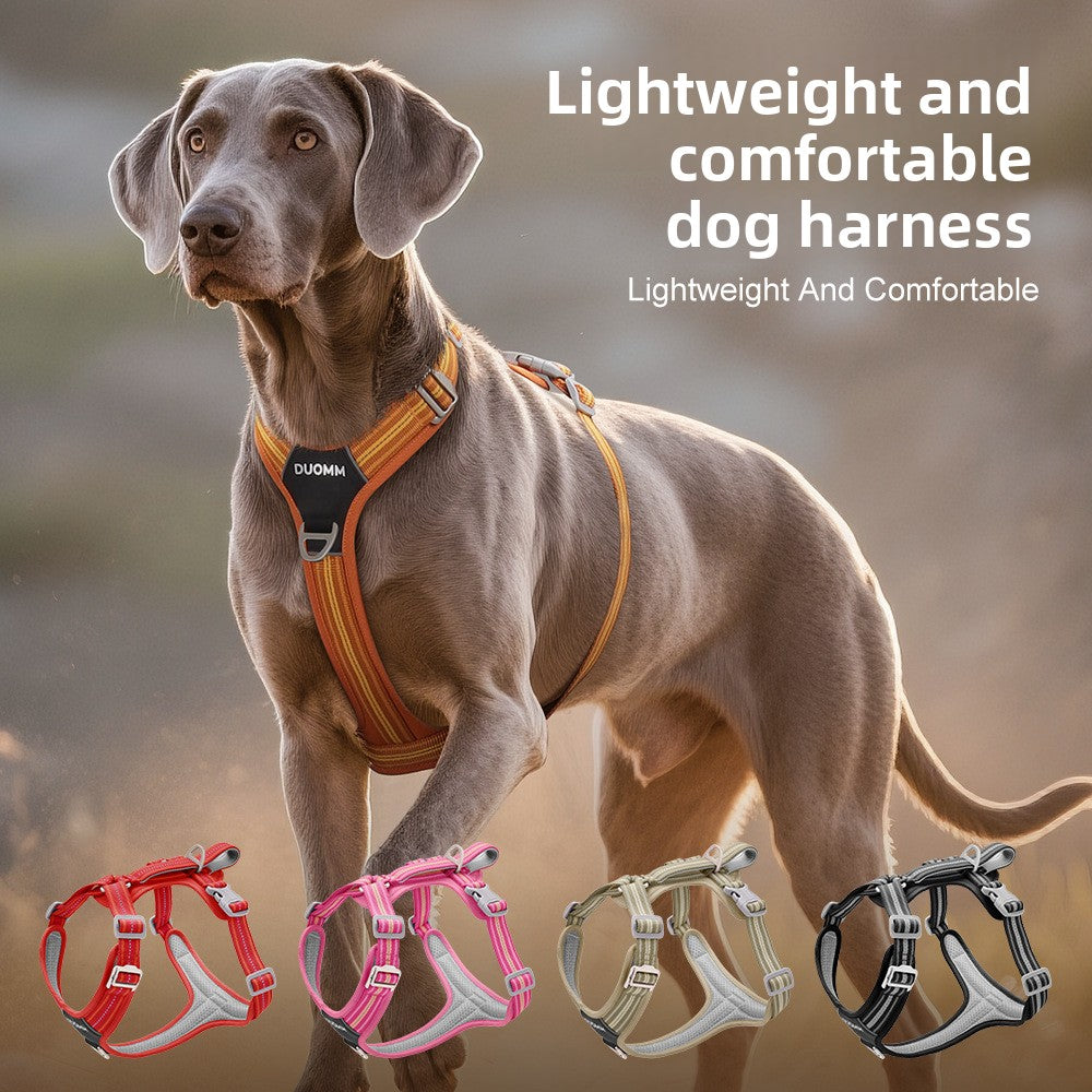 Adjustable Reflective Dog Harness with Shock-Absorbing Leash