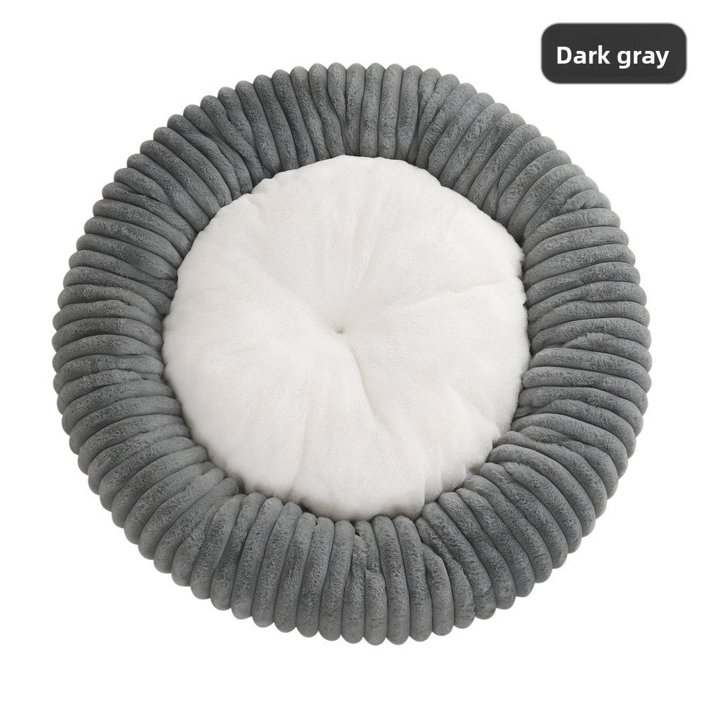 Plush Round Pet Bed - Washable