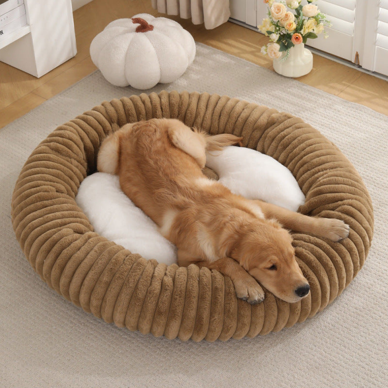 Plush Round Pet Bed - Washable