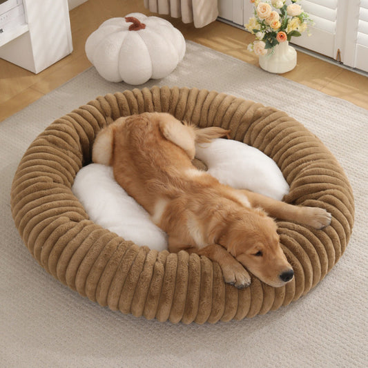 Plush Round Pet Bed - Washable
