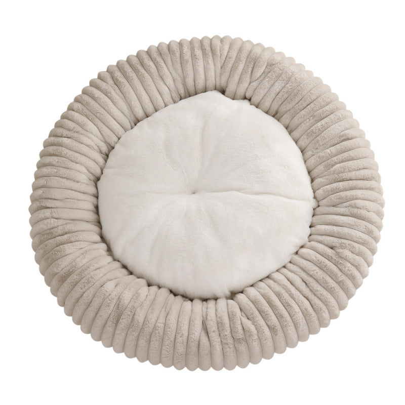 Plush Round Pet Bed - Washable