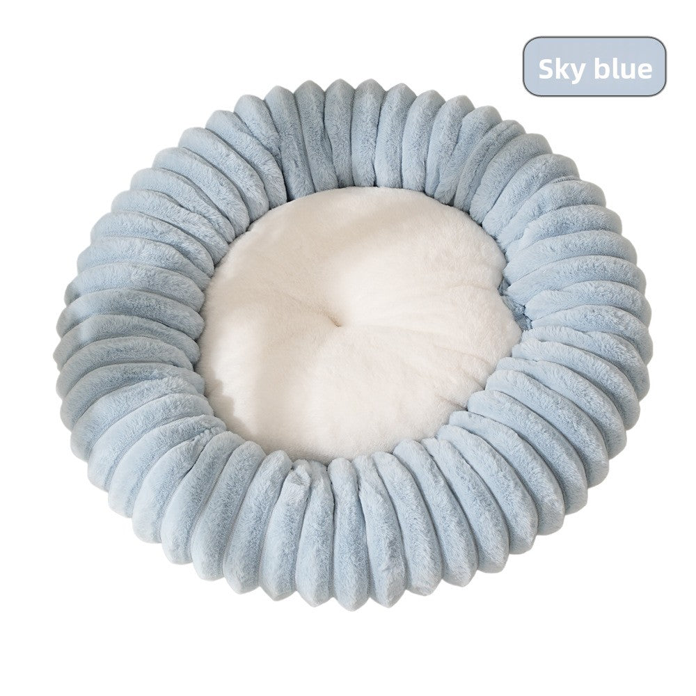 Plush Round Pet Bed - Washable