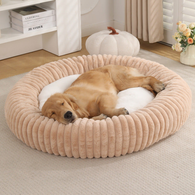 Plush Round Pet Bed - Washable
