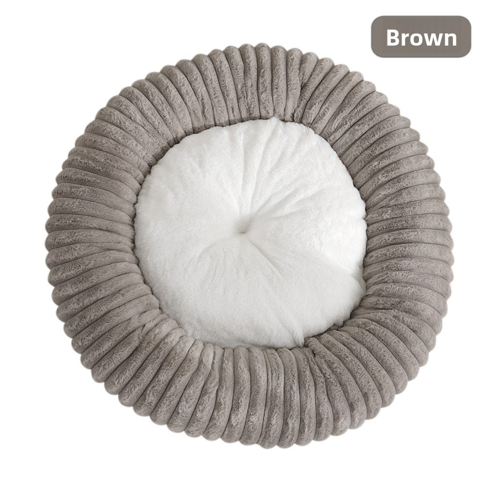 Plush Round Pet Bed - Washable