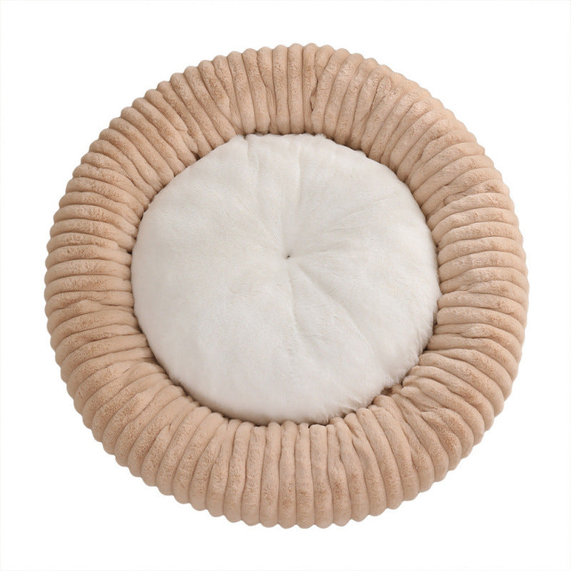 Plush Round Pet Bed - Washable