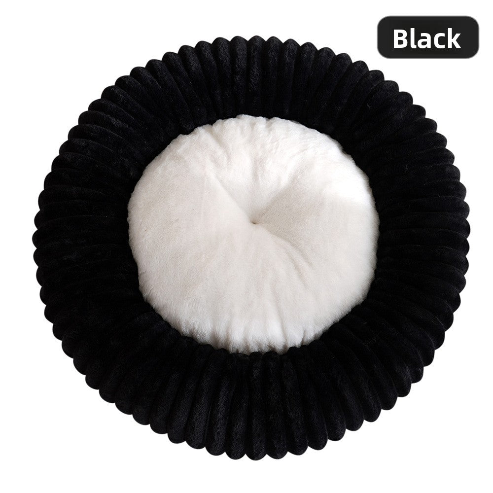 Plush Round Pet Bed - Washable