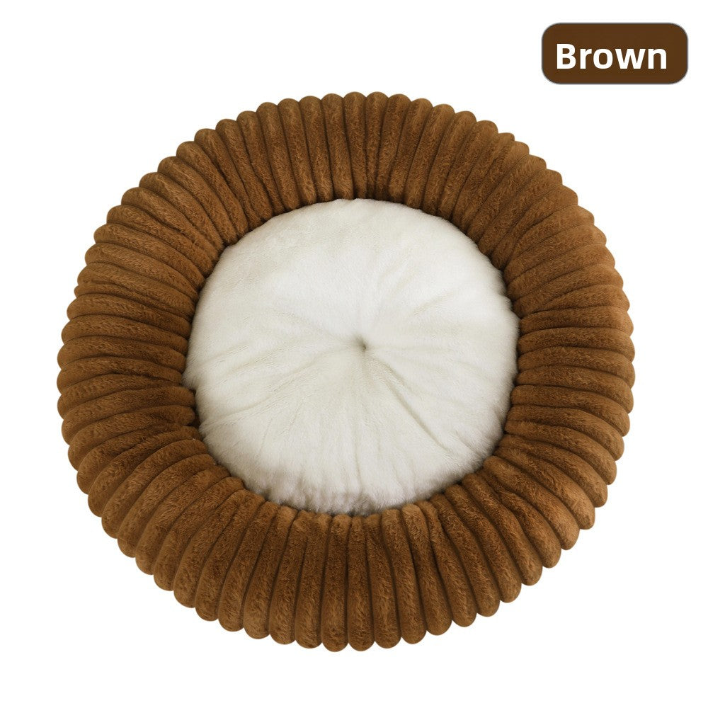 Plush Round Pet Bed - Washable