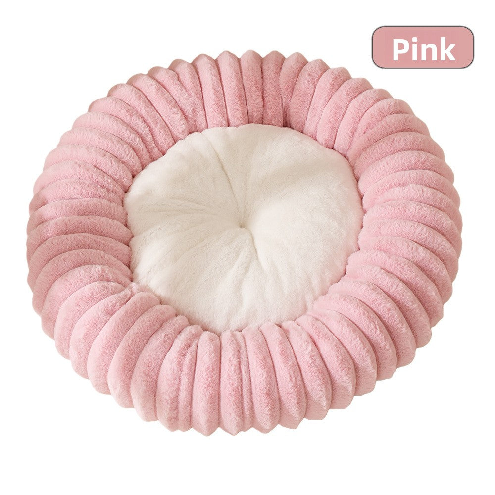 Plush Round Pet Bed - Washable