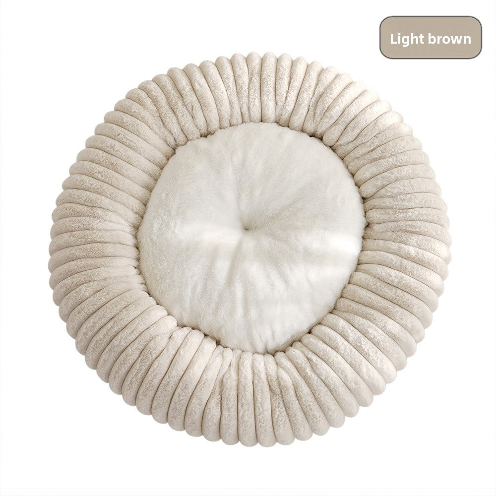 Plush Round Pet Bed - Washable