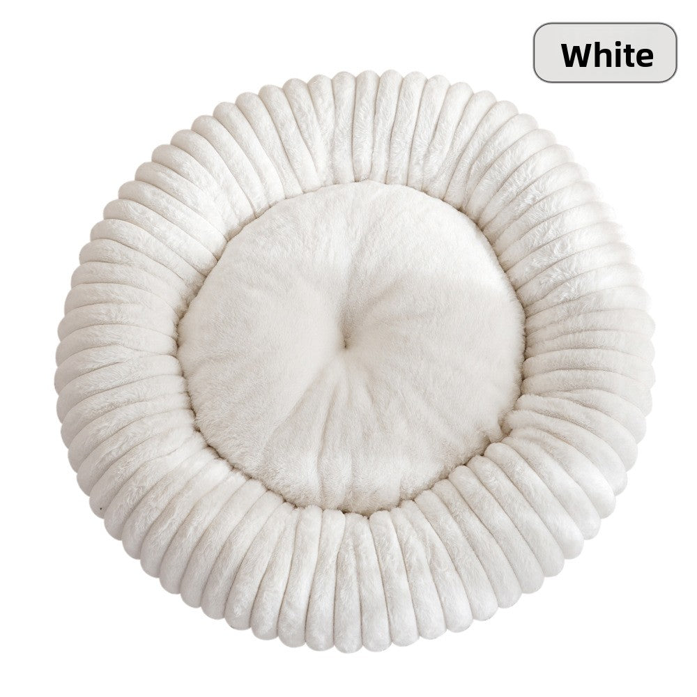 Plush Round Pet Bed - Washable