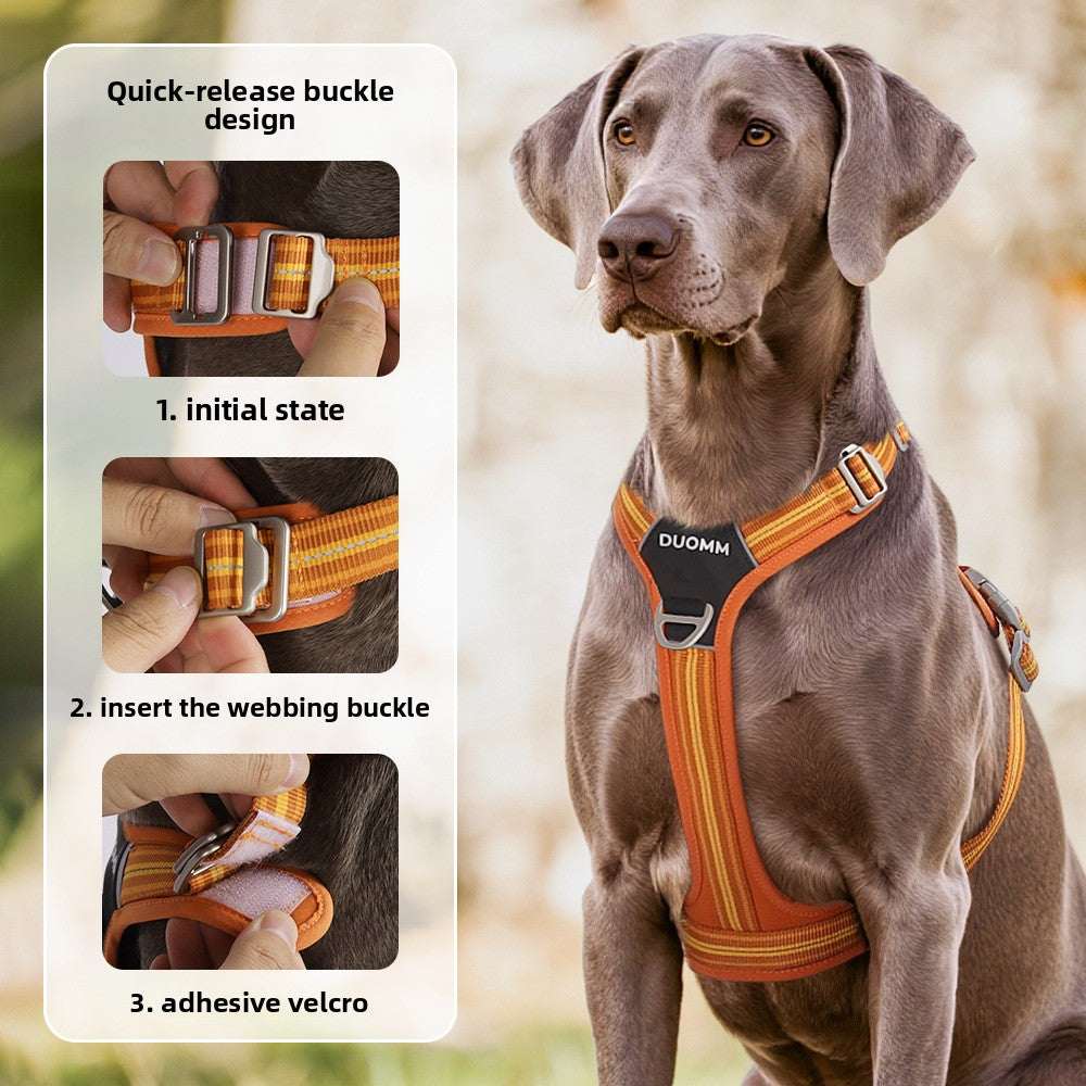 Adjustable Reflective Dog Harness with Shock-Absorbing Leash