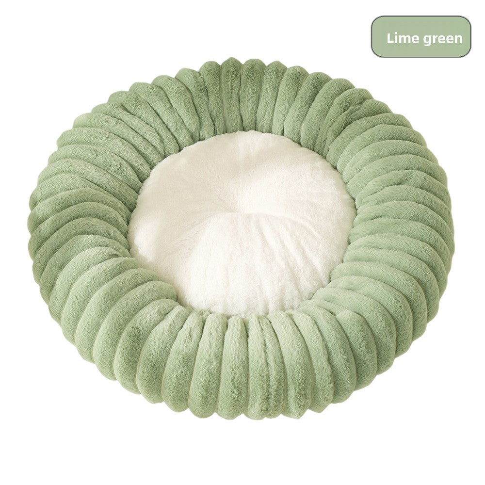 Plush Round Pet Bed - Washable