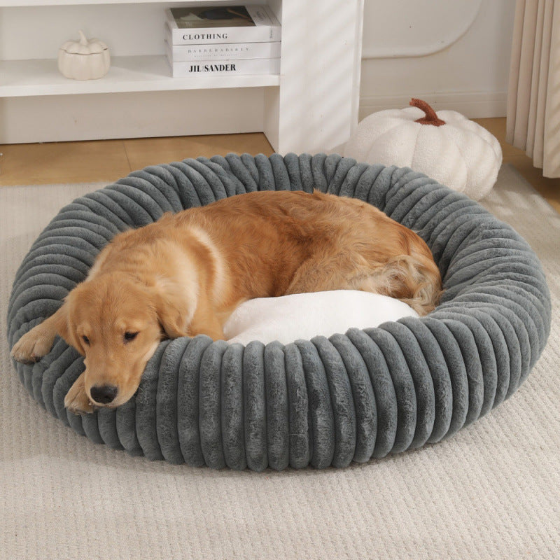 Plush Round Pet Bed - Washable